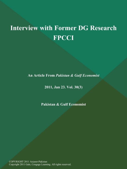 Interview with Former DG Research FPCCI