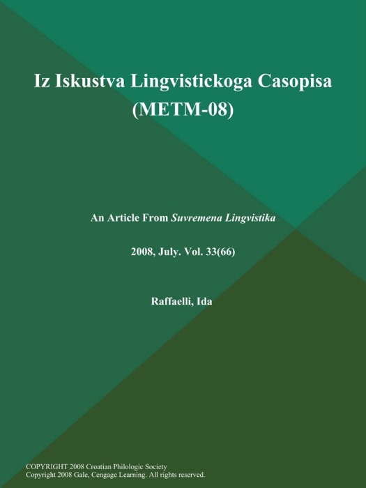 Iz Iskustva Lingvistickoga Casopisa (METM-08)