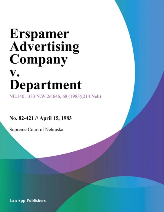 Erspamer Advertising Company v. Department