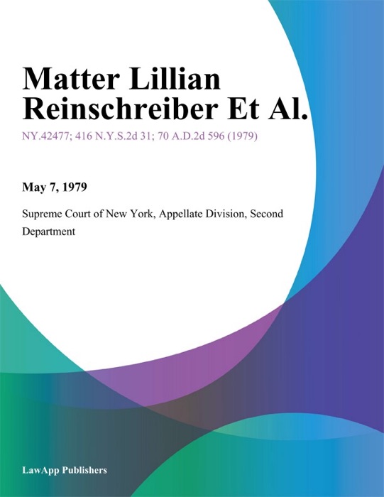 Matter Lillian Reinschreiber Et Al.