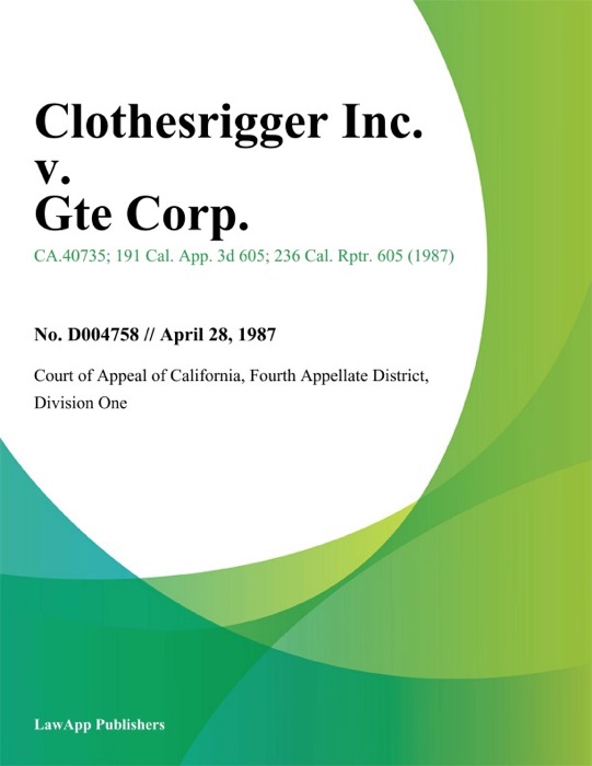 Clothesrigger Inc. V. Gte Corp.