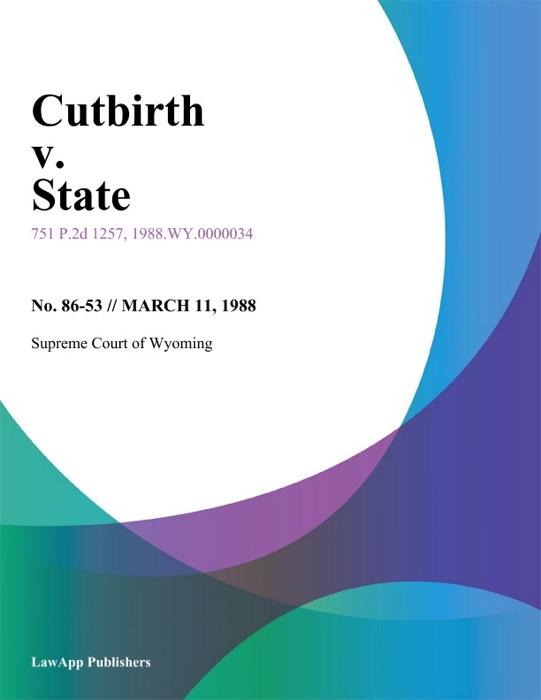 Cutbirth v. State