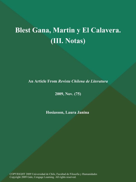 Blest Gana, Martin y El Calavera (III. Notas)