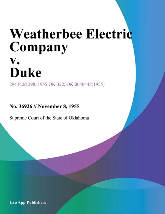 Weatherbee Electric Company v. Duke