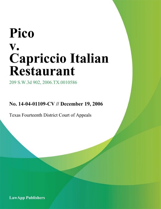 Pico v. Capriccio Italian Restaurant
