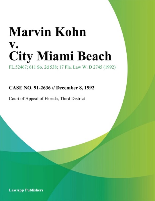 Marvin Kohn v. City Miami Beach