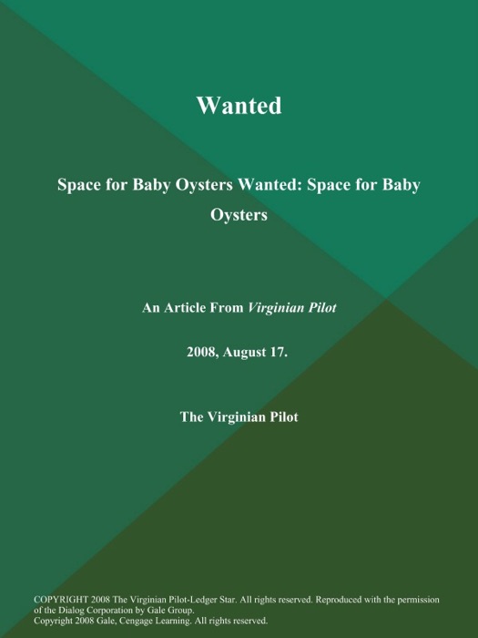Wanted: Space for Baby Oysters Wanted: Space for Baby Oysters