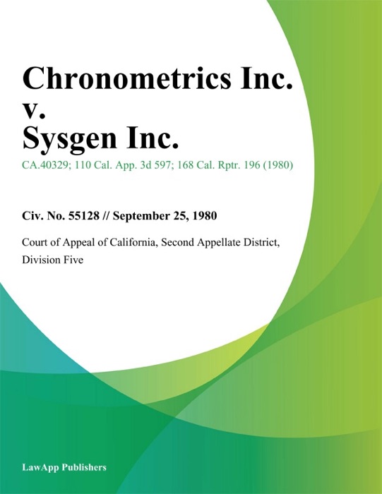 Chronometrics Inc. v. Sysgen Inc.