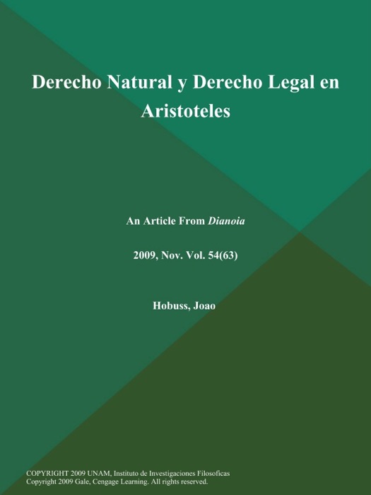 Derecho Natural y Derecho Legal en Aristoteles