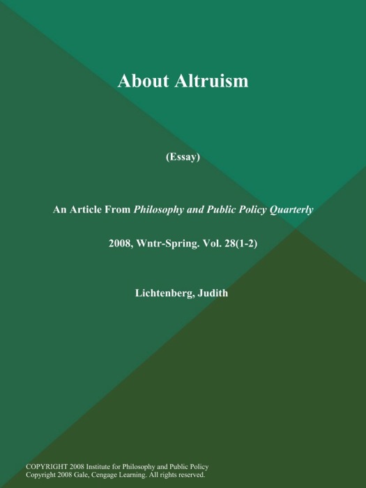 About Altruism (Essay)