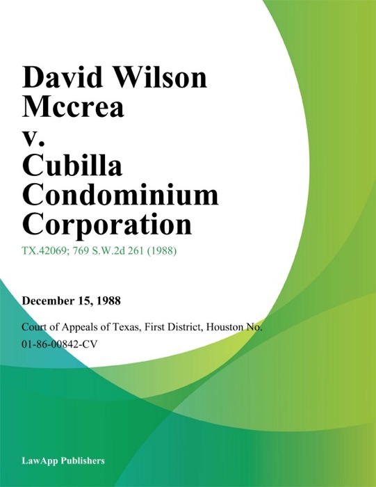 David Wilson Mccrea v. Cubilla Condominium Corporation