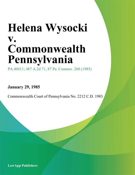 Helena Wysocki v. Commonwealth Pennsylvania