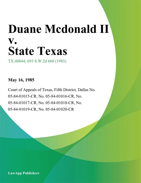 Duane Mcdonald Ii v. State Texas