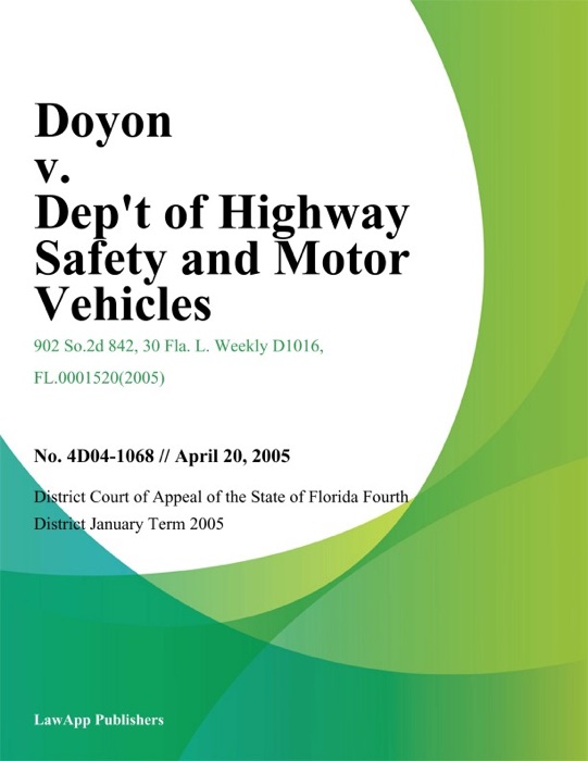 Doyon v. Dept of Highway Safety and Motor Vehicles