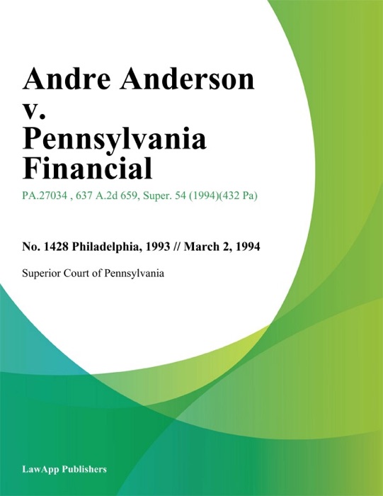 Andre Anderson v. Pennsylvania Financial