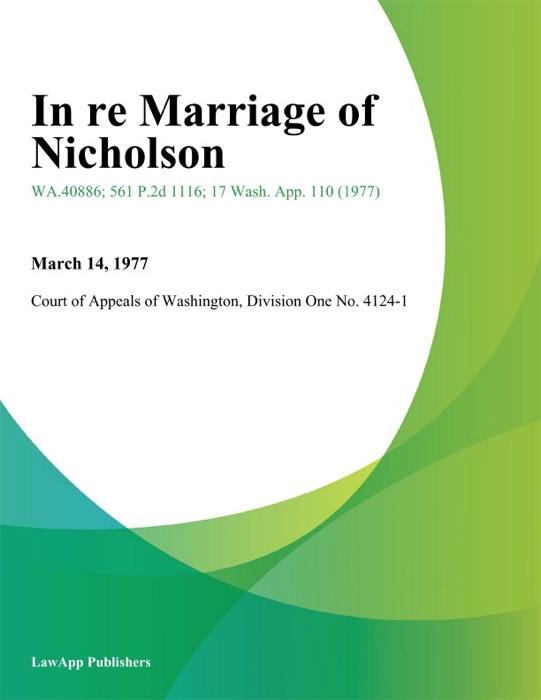 In Re Marriage Of Nicholson