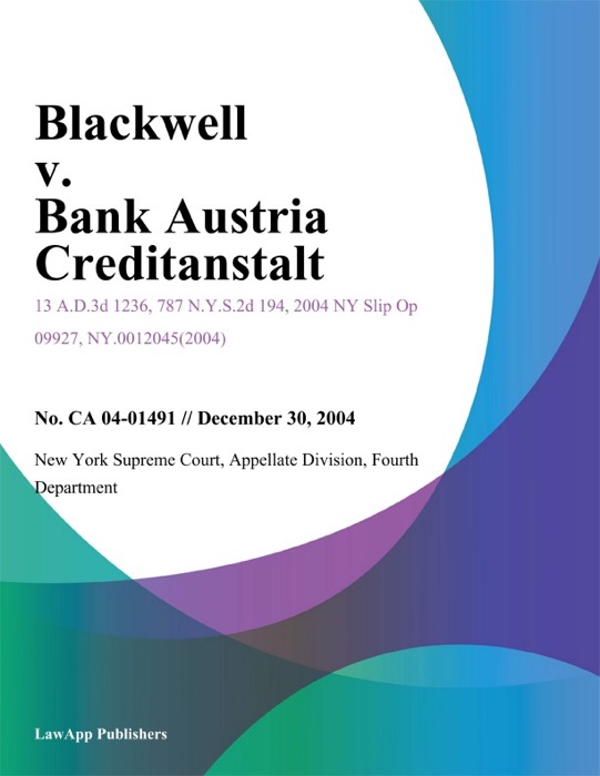 Blackwell v. Bank Austria Creditanstalt