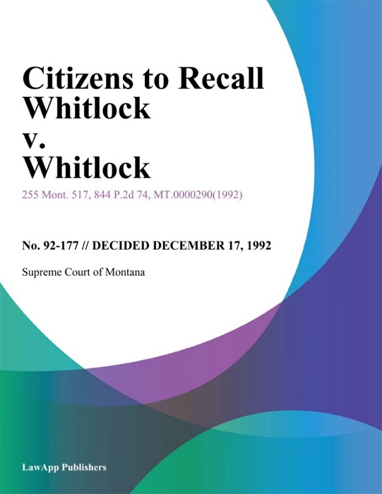 Citizens To Recall Whitlock v. Whitlock