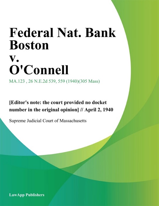 Federal Nat. Bank Boston v. Oconnell
