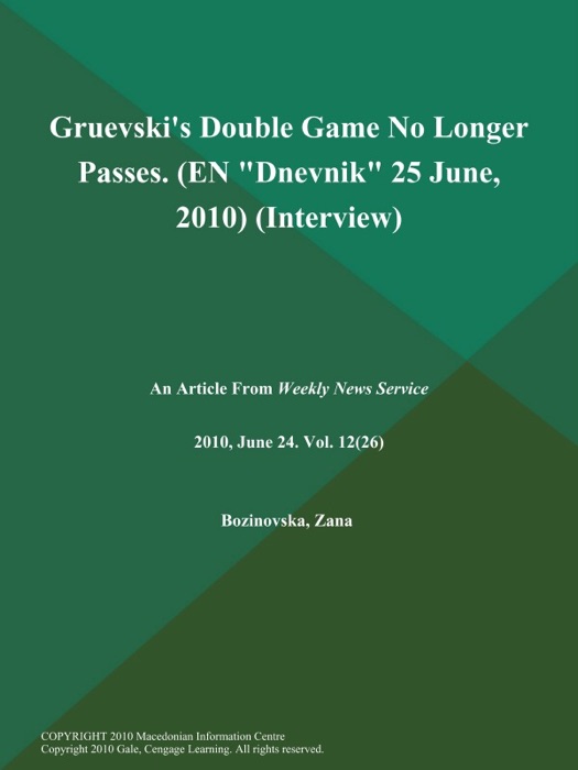 Gruevski's Double Game No Longer Passes (EN 