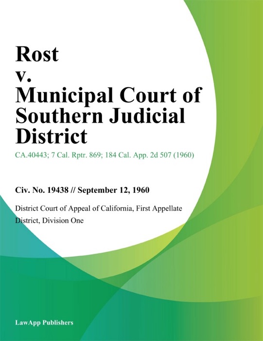 Rost v. Municipal Court of Southern Judicial District