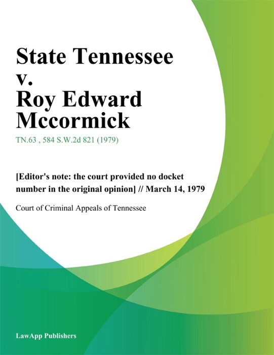 State Tennessee v. Roy Edward Mccormick