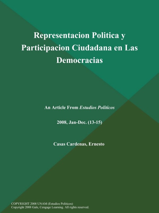 Representacion Politica y Participacion Ciudadana en Las Democracias