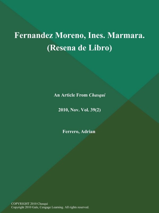 Fernandez Moreno, Ines. Marmara (Resena de Libro)