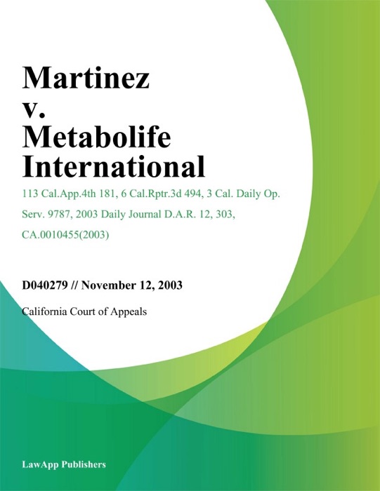 Martinez V. Metabolife International
