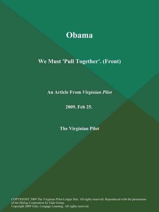 Obama: We Must 'Pull Together' (Front)