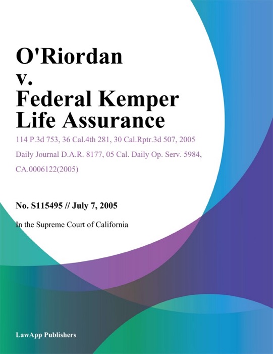 Oriordan v. Federal Kemper Life Assurance