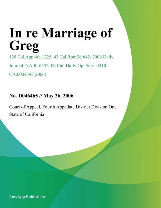 In Re Marriage of Greg