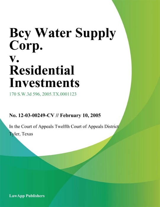 Bcy Water Supply Corp. v. Residential Investments