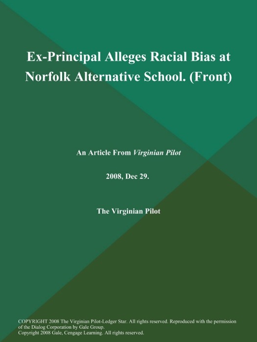 Ex-Principal Alleges Racial Bias at Norfolk Alternative School (Front)