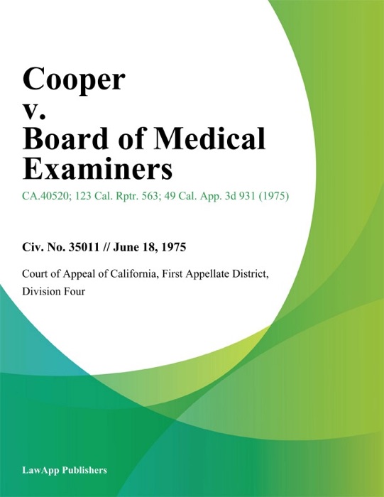 Cooper v. Board of Medical Examiners