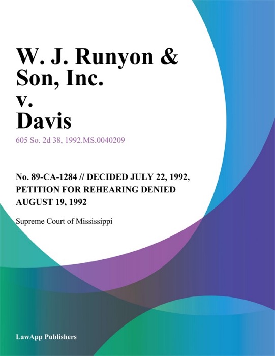 W. J. Runyon & Son, Inc. v. Davis