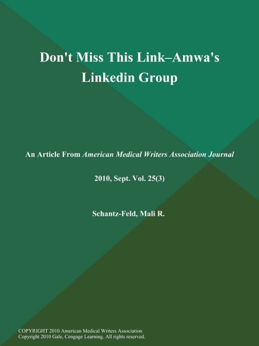 Don't Miss This Link--Amwa's Linkedin Group