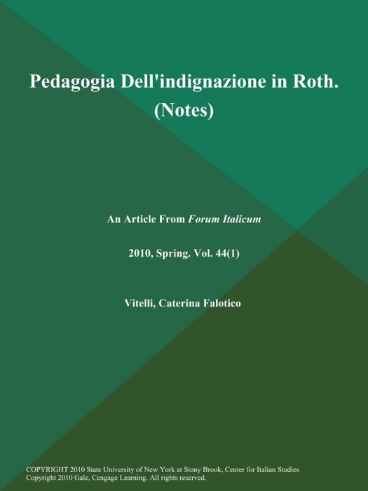 Pedagogia Dell'indignazione in Roth (Notes)