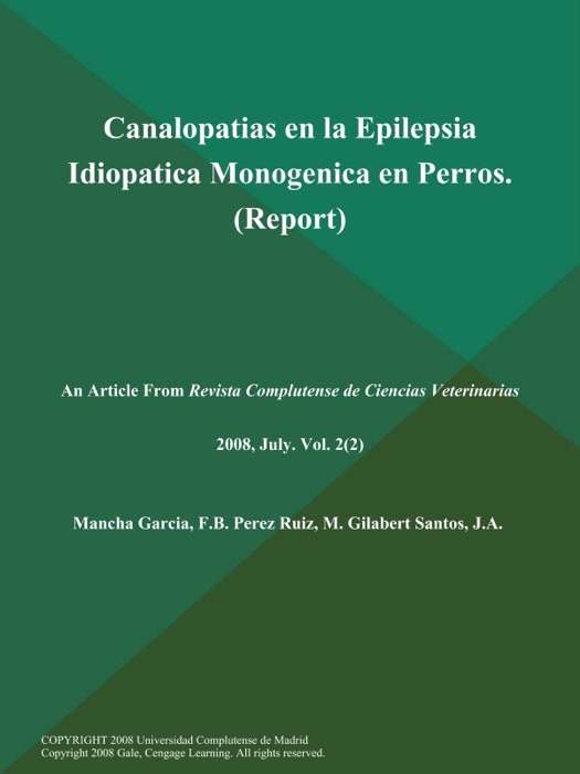 Canalopatias en la Epilepsia Idiopatica Monogenica en Perros (Report)