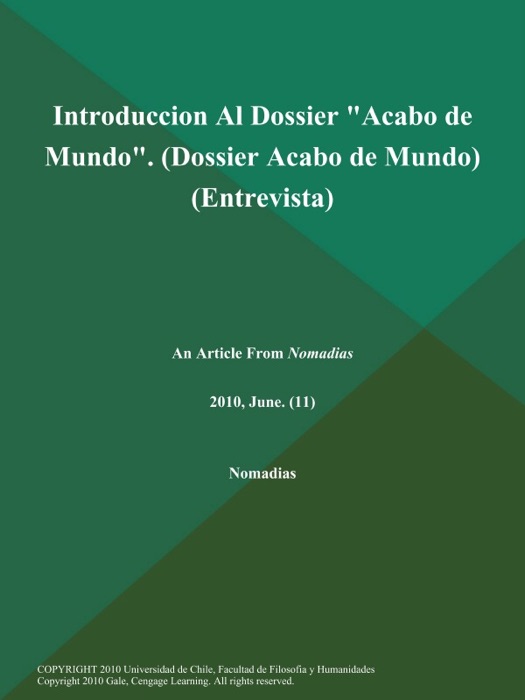 Introduccion Al Dossier 