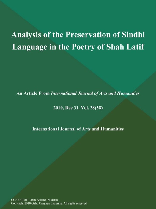 Analysis of the Preservation of Sindhi Language in the Poetry of Shah Latif