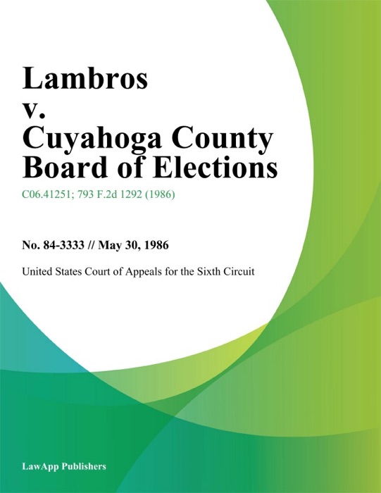 Lambros v. Cuyahoga County Board of Elections