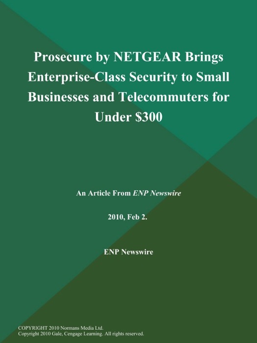 Prosecure by NETGEAR Brings Enterprise-Class Security to Small Businesses and Telecommuters for Under $300