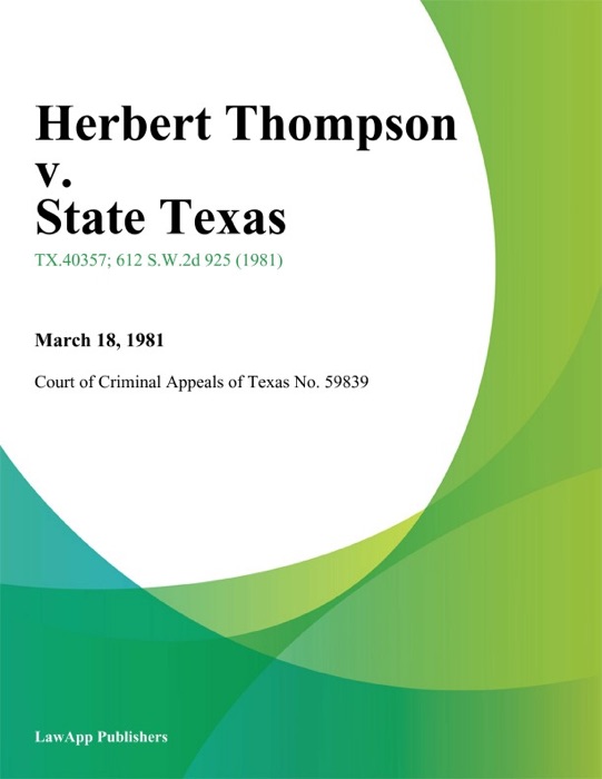 Herbert Thompson v. State Texas