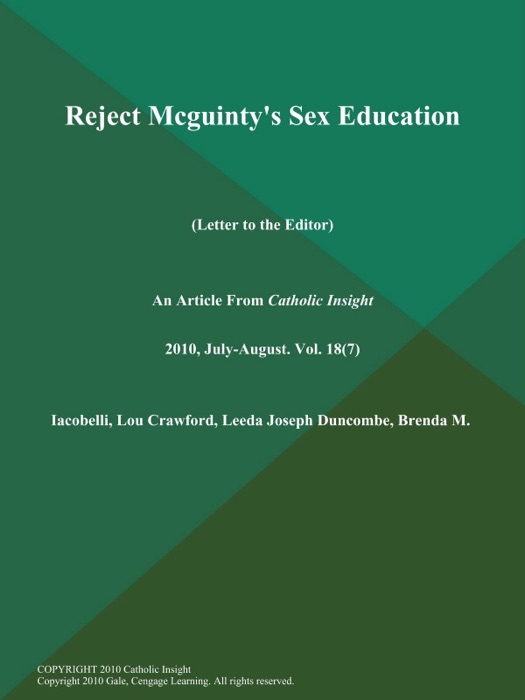 Reject Mcguinty's Sex Education (Letter to the Editor)