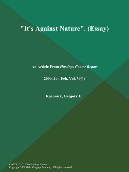 It's Against Nature (Essay)