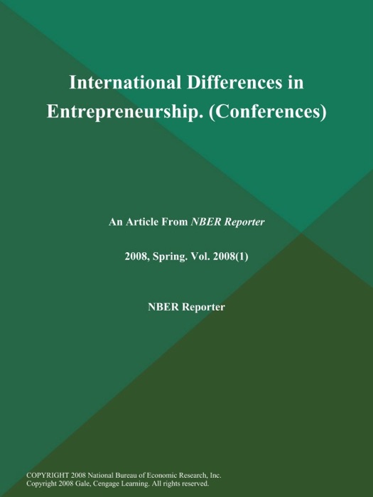 International Differences in Entrepreneurship (Conferences)