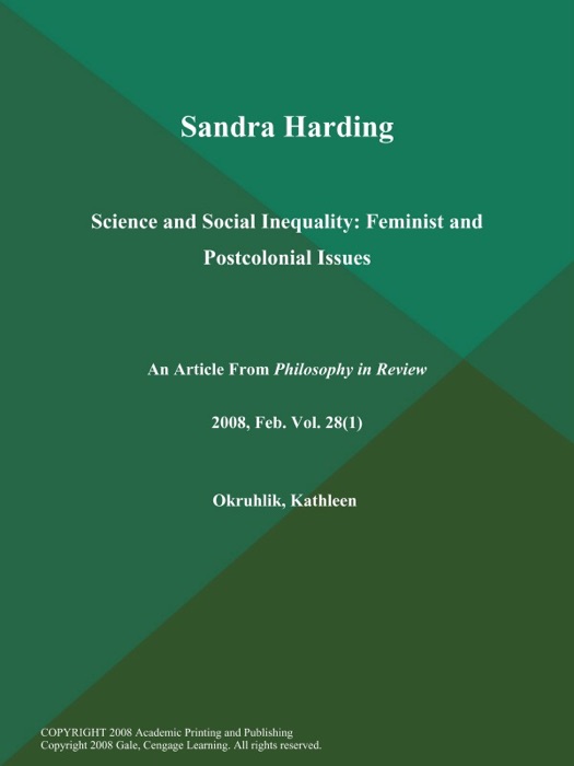 Sandra Harding: Science and Social Inequality: Feminist and Postcolonial Issues