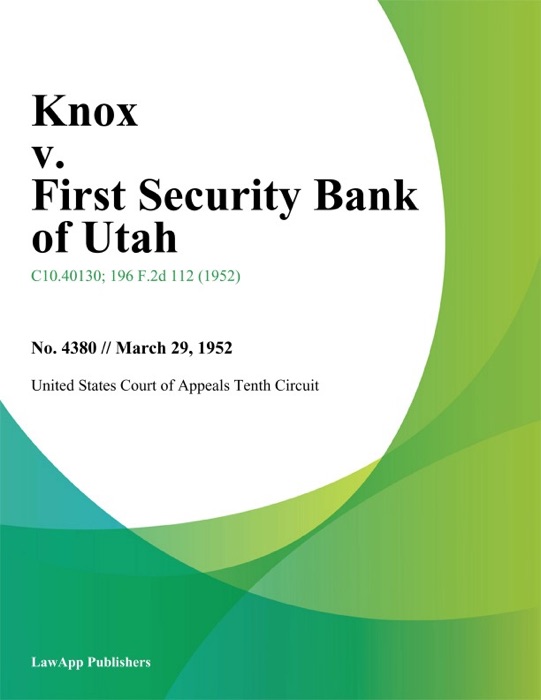 Knox v. First Security Bank of Utah