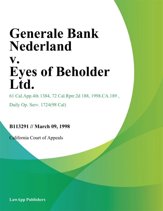 Generale Bank Nederland V. Eyes Of Beholder Ltd.